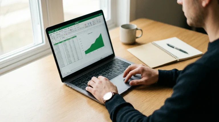 Persona che analizza dati di scommesse sportive su un foglio di calcolo al computer