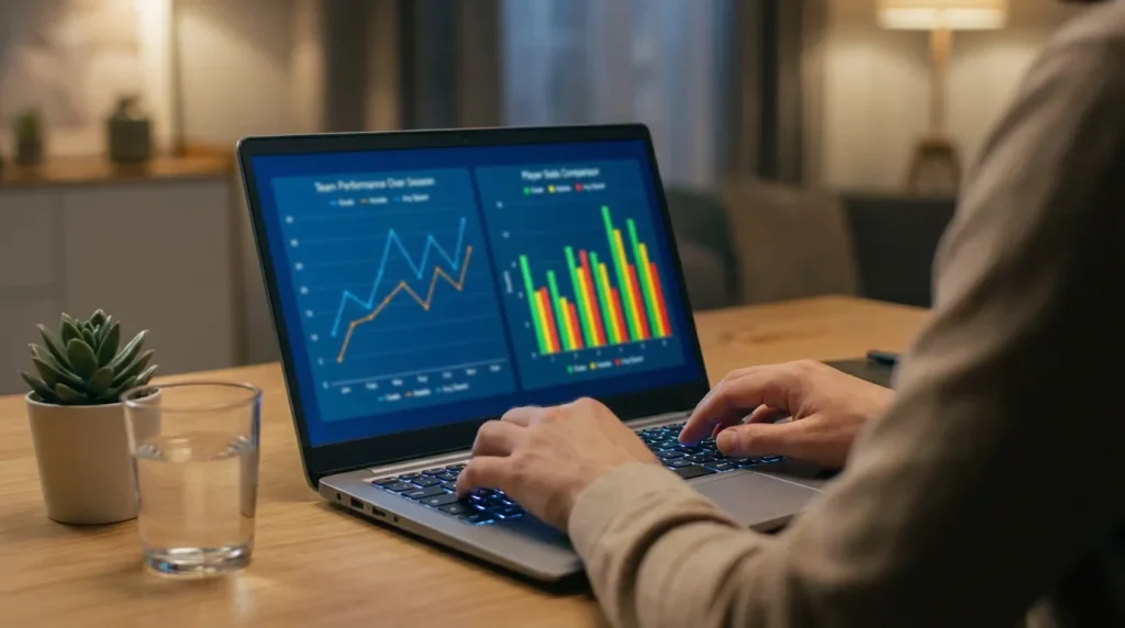 Schermo di un computer con modello di machine learning per analisi sportive