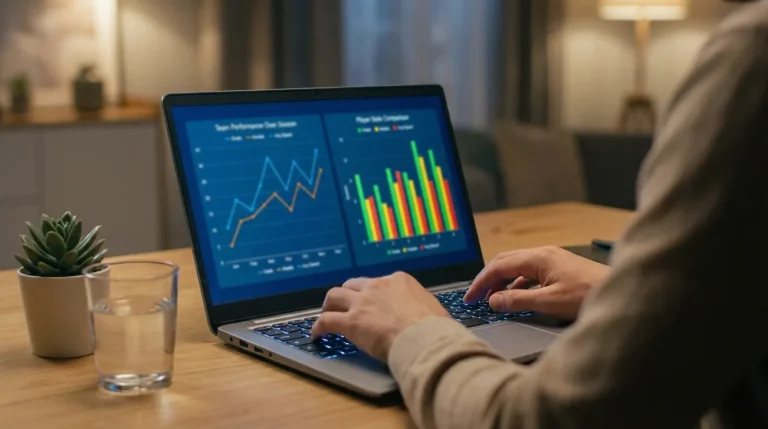 Schermo di un computer con modello di machine learning per analisi sportive