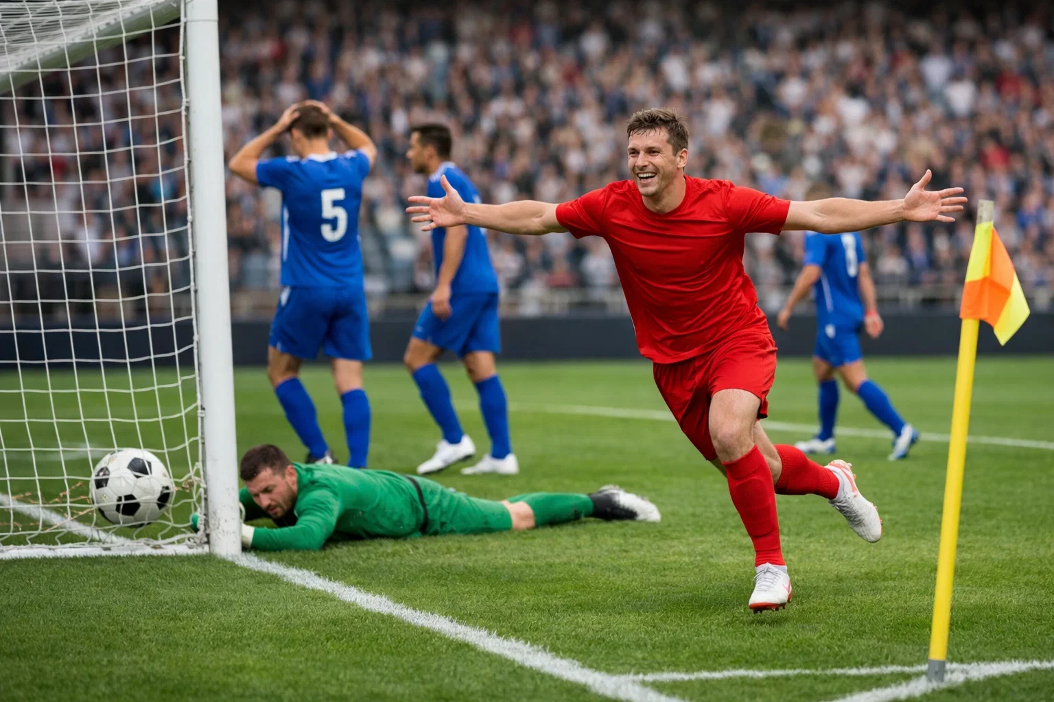 Calciatori in azione durante una partita di Serie A con molti gol
