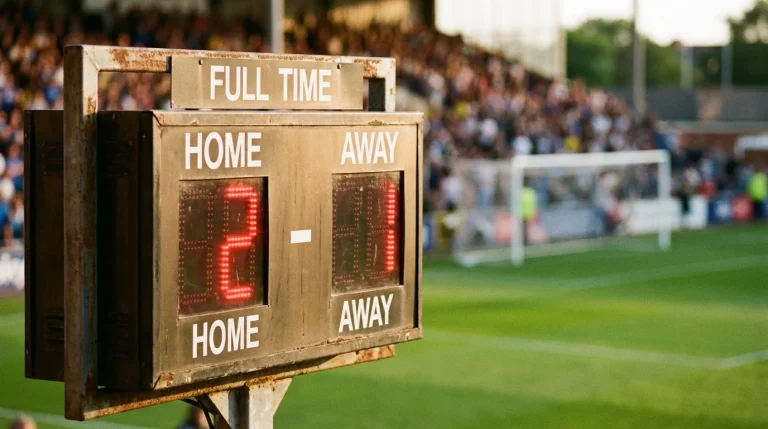 Tabellone segnapunti di una partita di calcio con risultato in evidenza