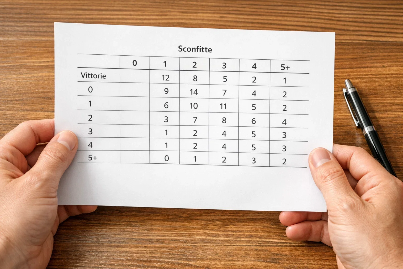 Tabella di calcolo combinatorio per il sistema Masaniello
