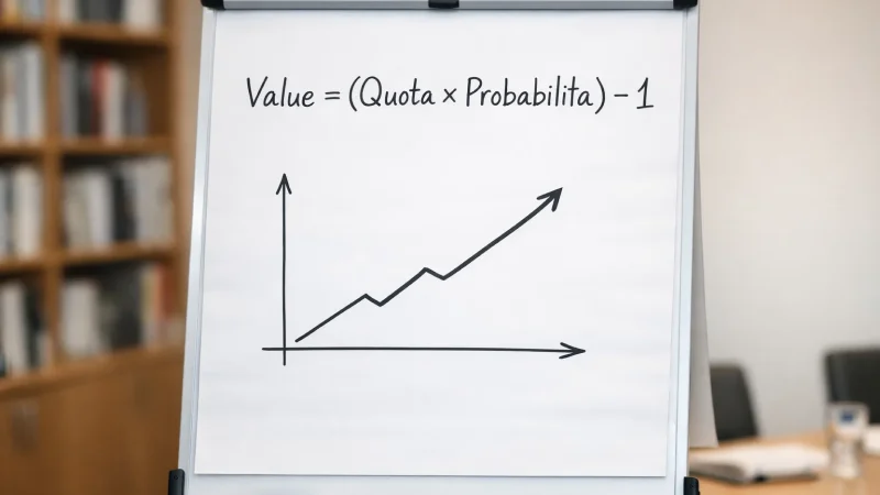Lavagna con formula value bet e analisi quote scommesse calcio